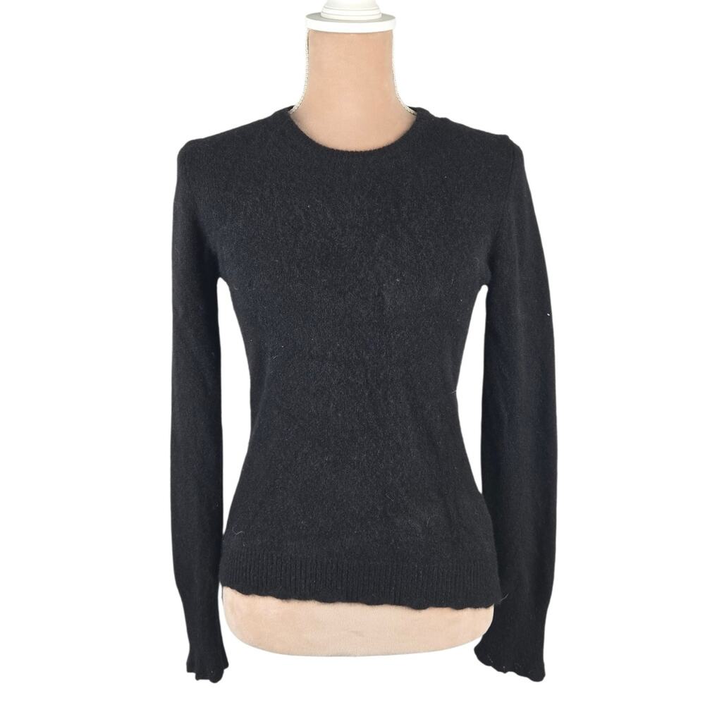 Luna B Crewneck Sweater 100% Cashmere Fitted Long Sleeve Black IT L US Small